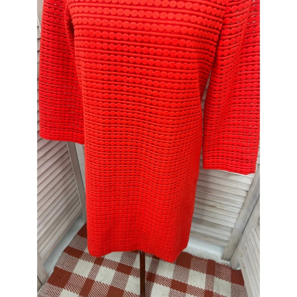 Kate Spade Shift Dress 8 Orange Textured Eyelet Mod Preppy Workwear